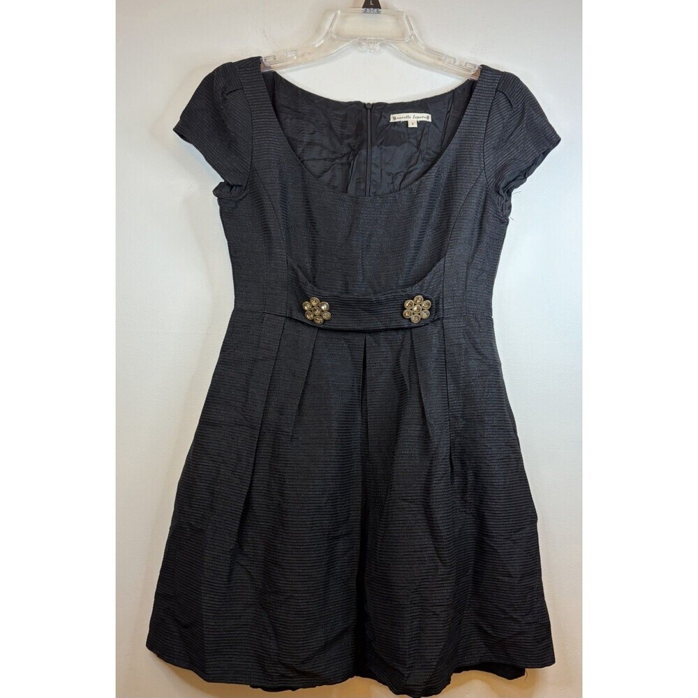 NANETTE LEPORE Vintage Little Black Epic Ottoman Cocktail Dress 6 Flower Party